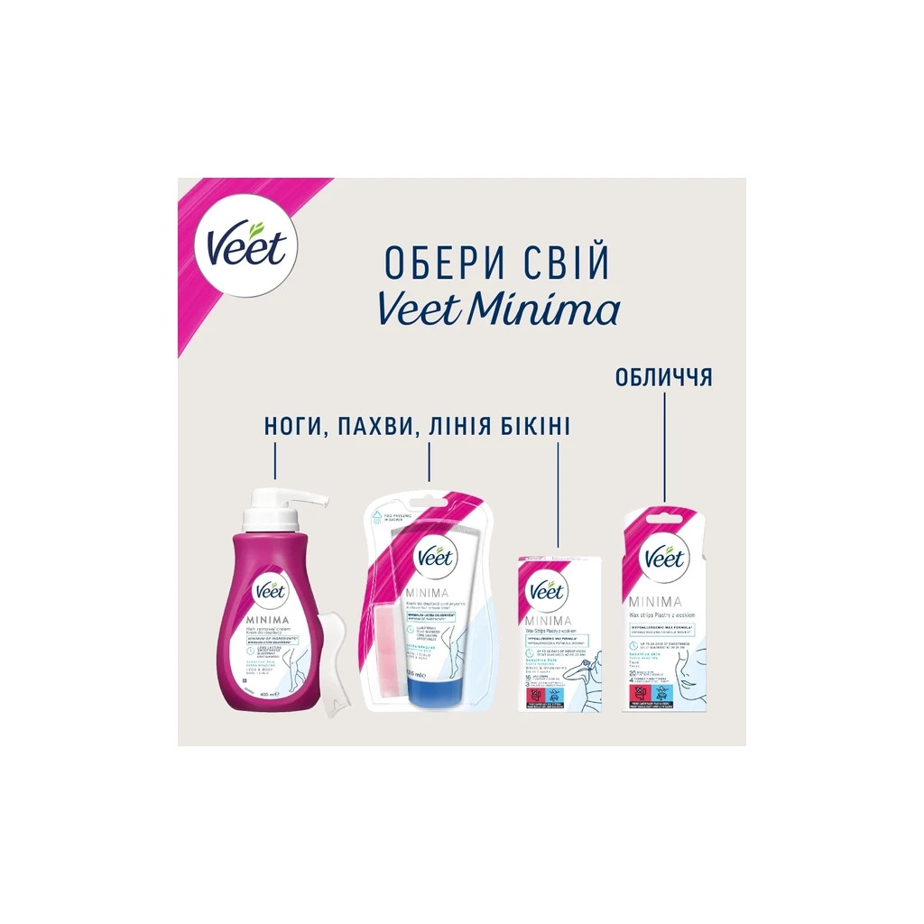 Крем для депіляції Veet Minima для сухої шкіри з Екстрактом огірка та Листям шавлії 100 мл (5000146980339) - изображение 4