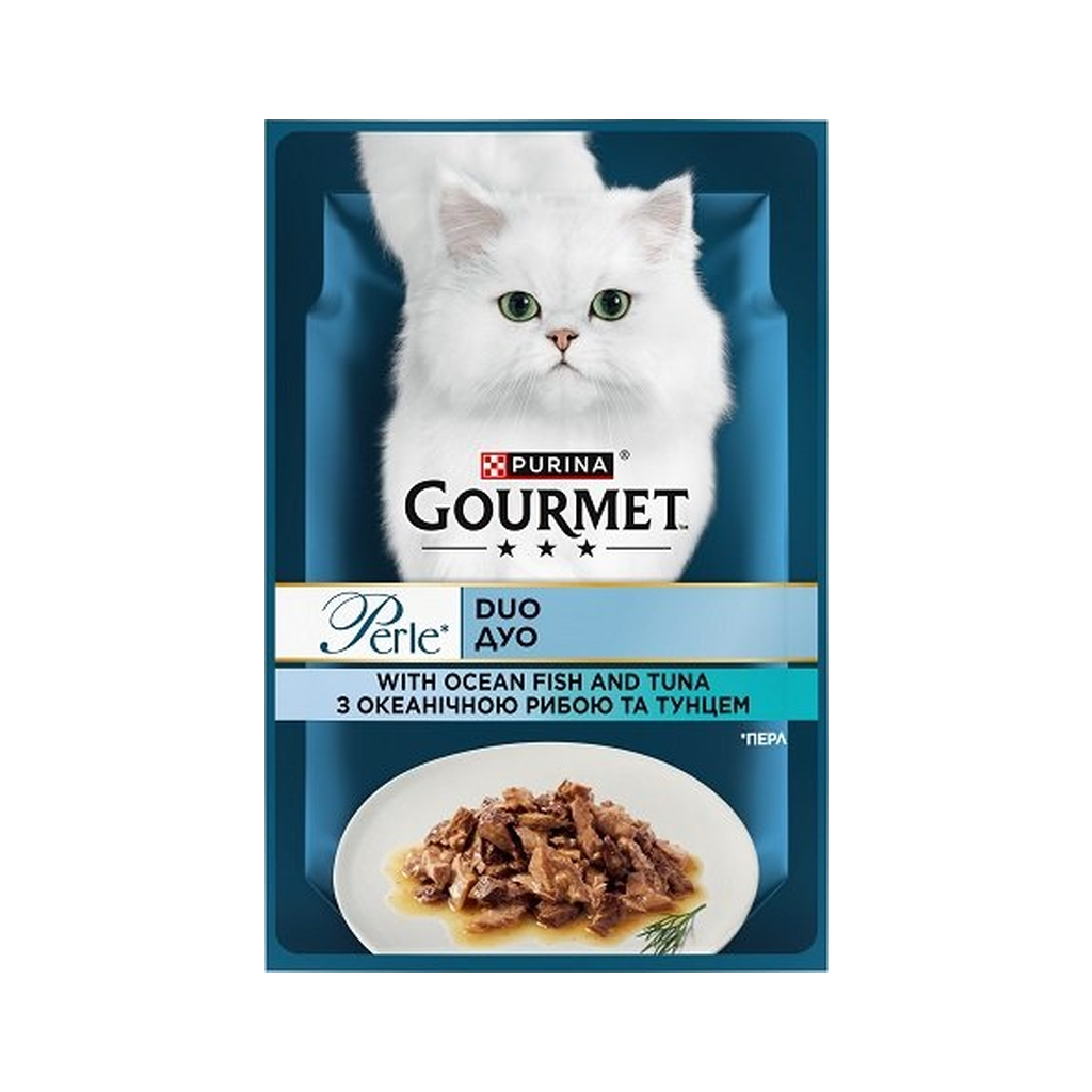 Вологий корм для кішок Purina Gourmet Perle з Океанічною рибою, Тунцем в підливі 85 г (8445291188099) - зображення 1