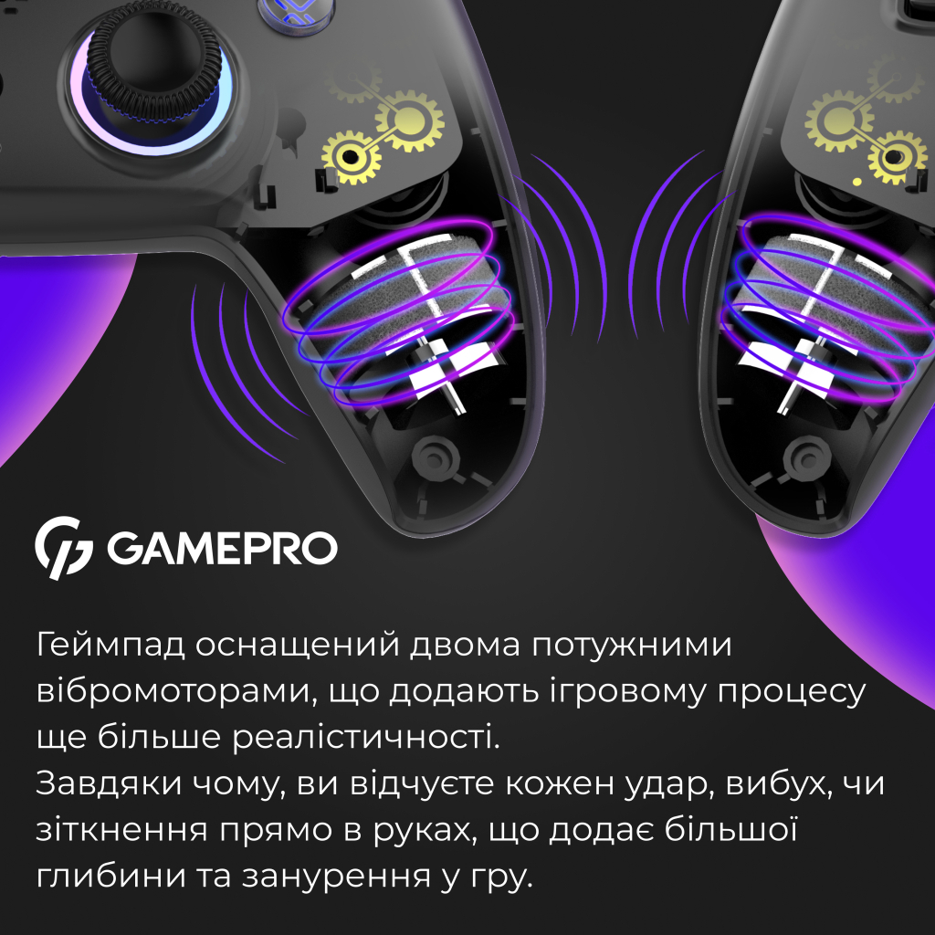 Геймпад GamePro 2.4G/BT 5.1/USB (Switch/PC/PS/iOS/Android) RGB Black (GPS20B) - зображення 15