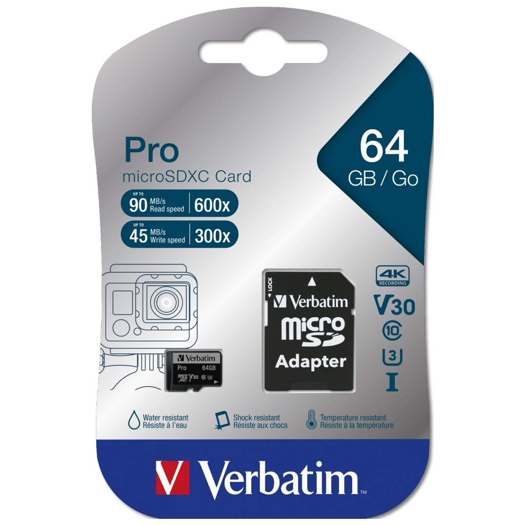 Карта пам'яті Verbatim 64GB microSDXC class 10 UHS-III PRO (47042) - зображення 2