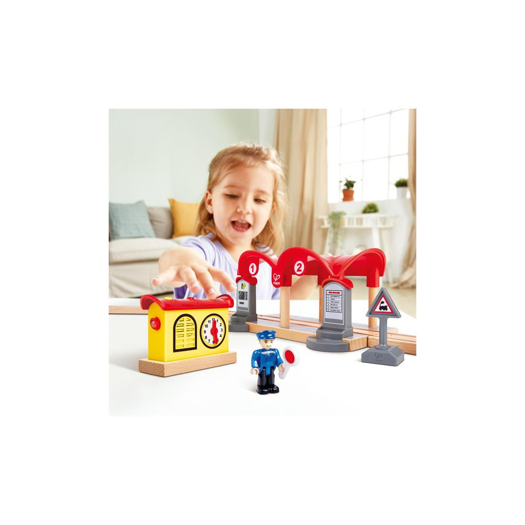 Залізниця Hape Набір для іграшкової залізниці Залізнична станція (E3702) - зображення 2