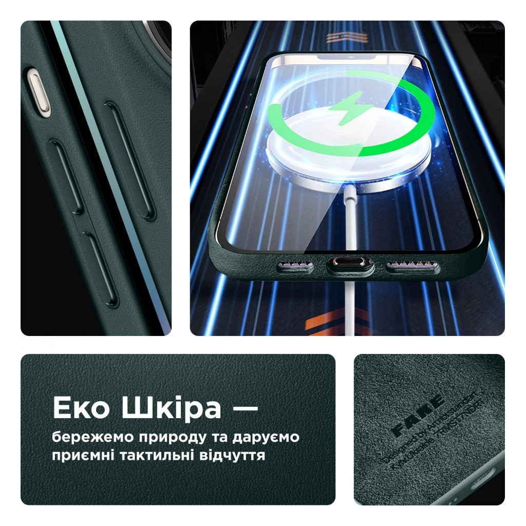 Чохол до мобільного телефона Armorstandart FAKE Leather Case Apple iPhone 12 Pro Max Shirt Green (ARM61389) - зображення 3