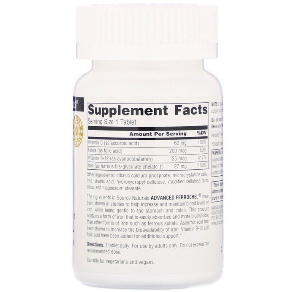 Мінерали Source Naturals Залізо, вдосконалена формула, Advanced Ferrochel, 180 таб (SN1456) - зображення 2