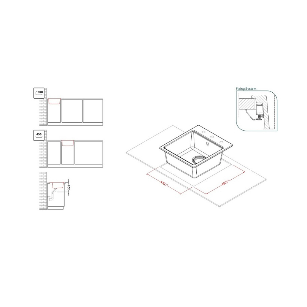 Мийка кухонна Elleci TIME 102 on top nero 40 - зображення 3