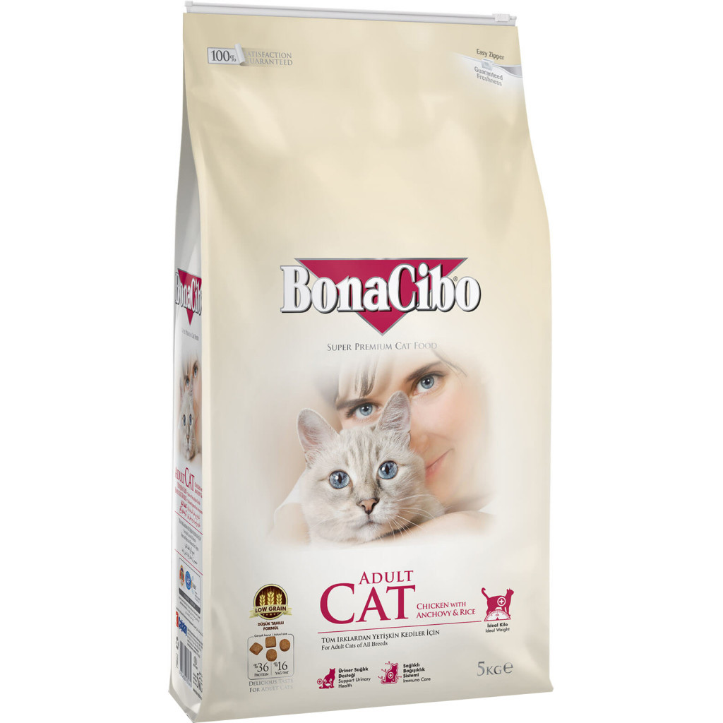 Сухий корм для кішок BonaCibo Adult Cat Chicken&Rice with Anchovy 5 кг (8694686405642) - зображення 1