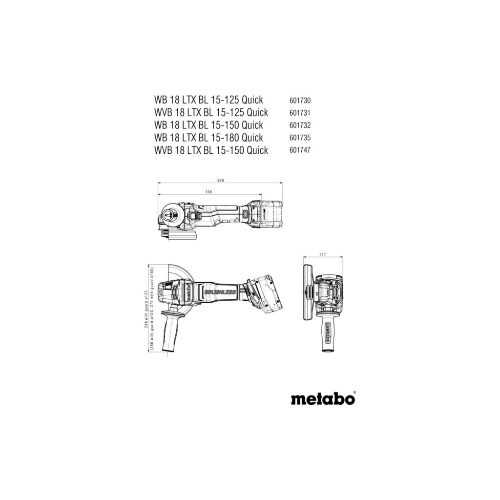 Шліфувальна машина Metabo WVB 18 LTX BL 15-125 Quick 125мм, 18В, 2500-10000 об/хв, 2кг (без АКБ та ЗП) (601731850) - изображение 8