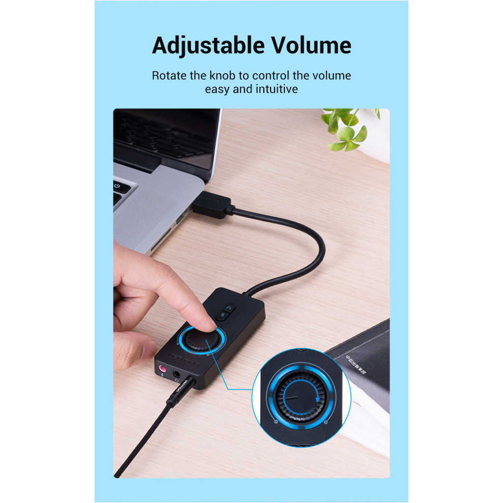 Звукова плата Vention Audio USB 3х3,5mm jack 0.15m Volume Control (CDRBB) - зображення 12