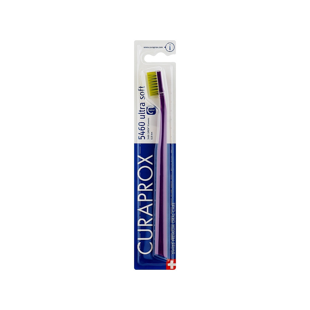 Зубна щітка Curaprox CS 5460 Ultra Soft Ультрам'яка D 0.10 мм Фіолетова із салатовою щетиною (CS 5460-35) - зображення 1