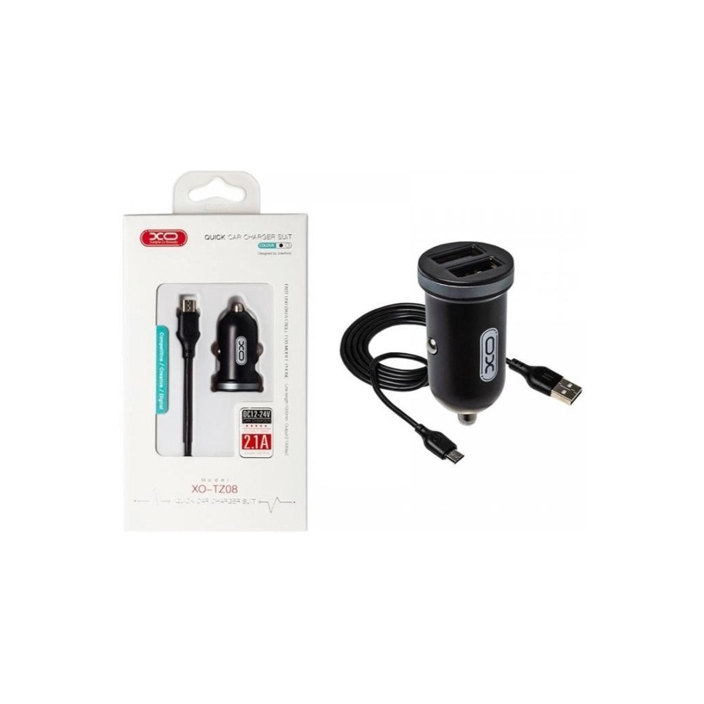 Зарядний пристрій XO 2xUSB 2.1A + cable USB to Micro 5P black (TZ08-M-BK) - зображення 4
