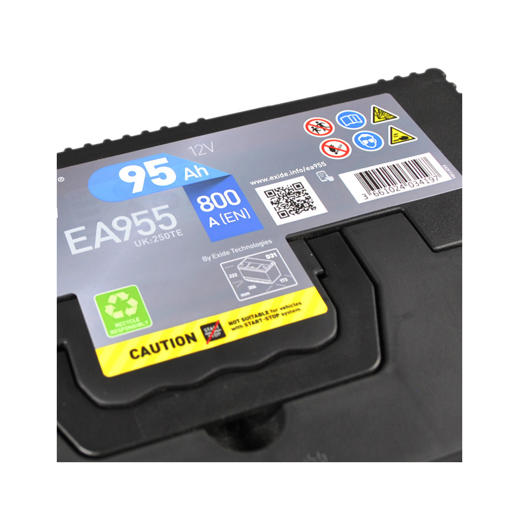 Акумулятор автомобільний EXIDE PREMIUM 95A (EA955) - зображення 2
