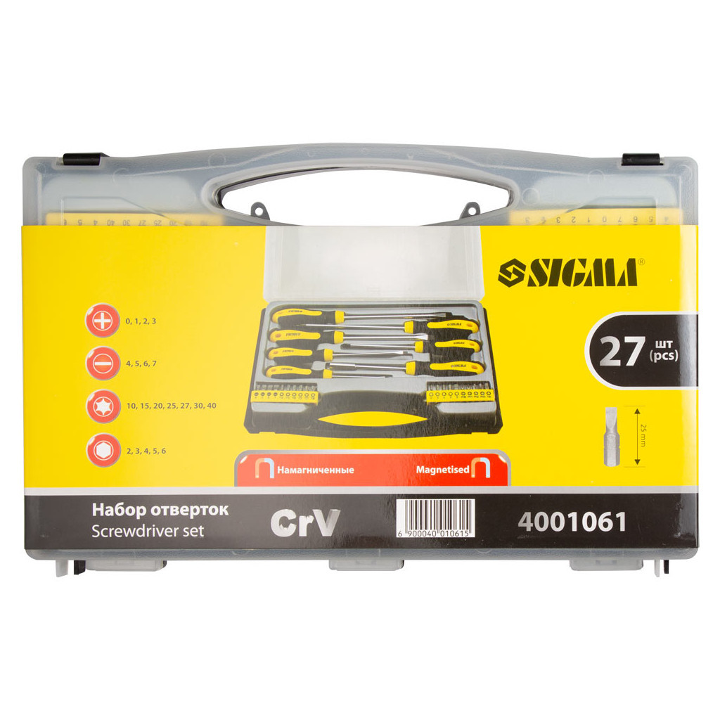 Набір викруток Sigma з бітами 27шт CrV (кейс) (4001061) - изображение 7