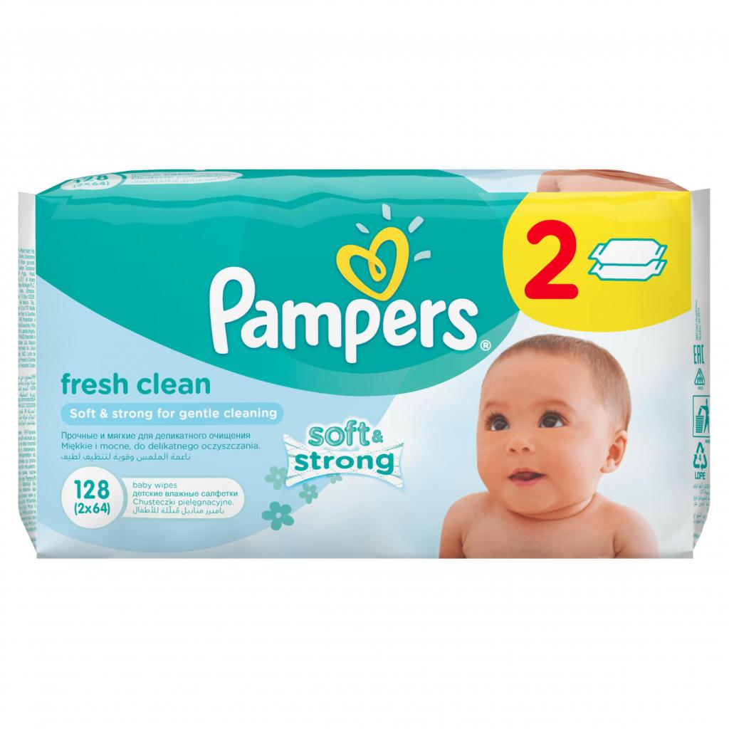 Дитячі вологі серветки Pampers Baby Fresh Clean Duo 2х64шт (4015400439202) - зображення 2