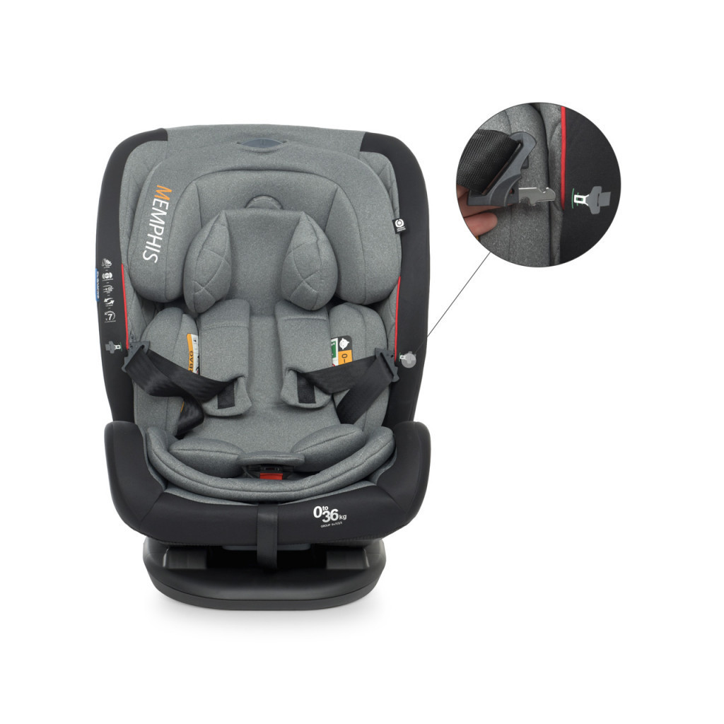 Автокрісло El Camino ME 1093 Memphis Iso-Fix 0-36 кг grey black - зображення 3