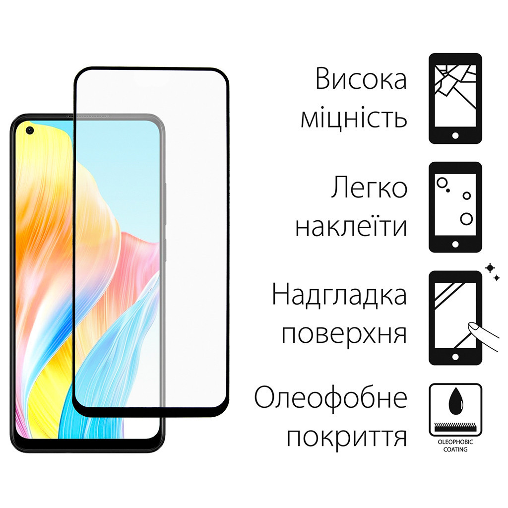 Скло захисне Dengos Full Glue Oppo A78 4G (black) (TGFG-313) - зображення 2