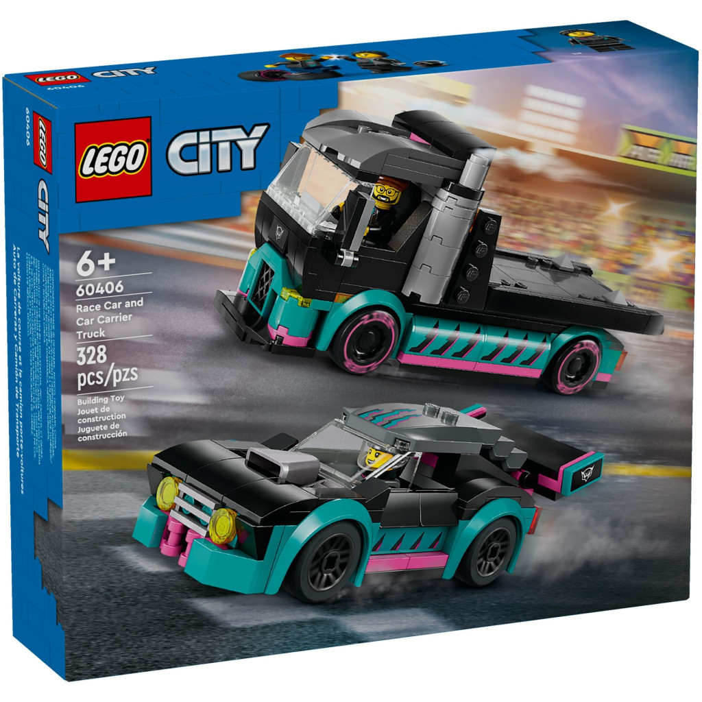 Конструктор LEGO City Автомобіль для перегонів й автовоз 328 деталей (60406) - зображення 1