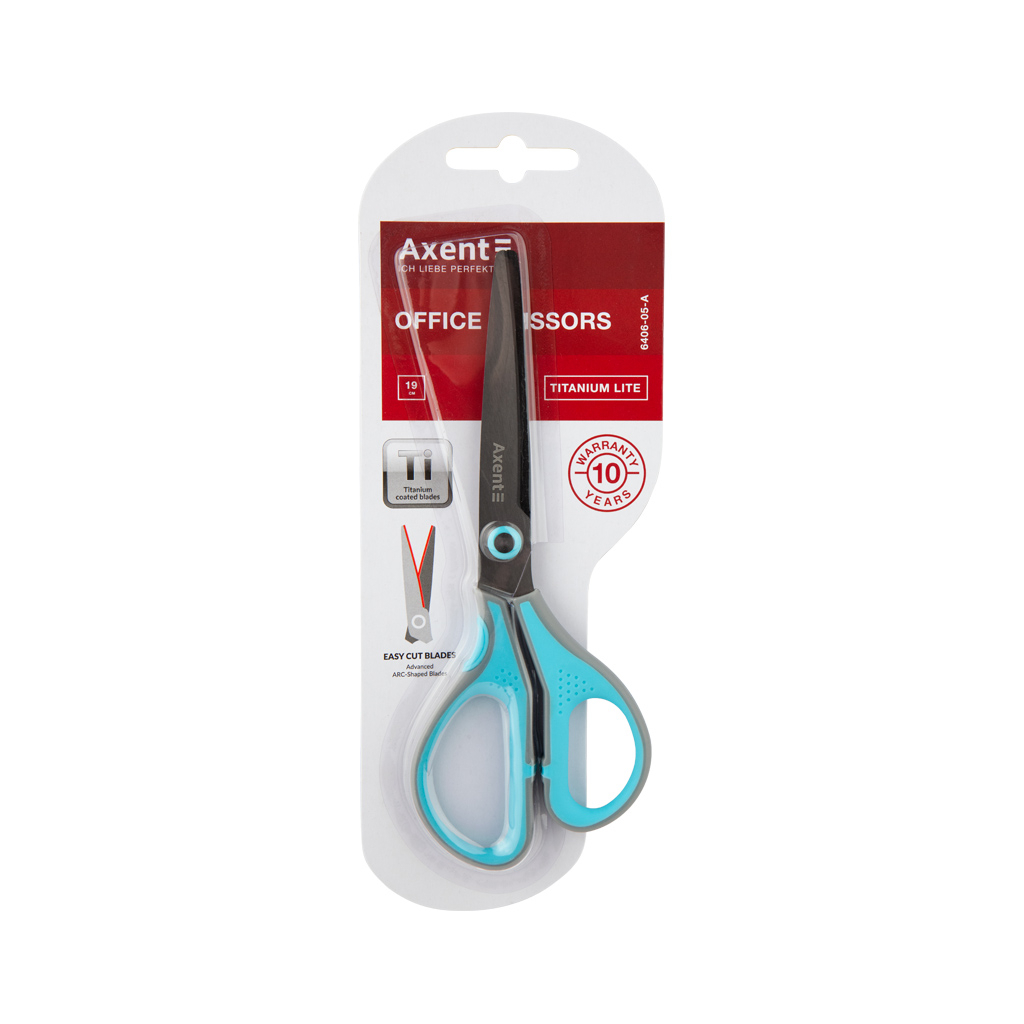 Ножиці Axent Titanium Lite 19 см Cіро-блакитні (6406-05-A) - зображення 2