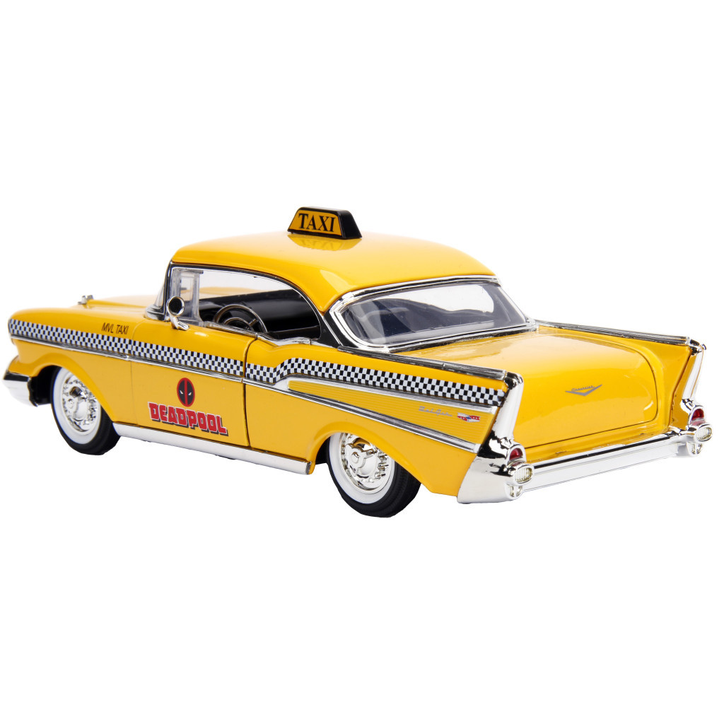 Машина Jada металева "Марвел. Жовте таксі" Чеві Бел Ейр (1957) з фігуркою Дедпула 1:24 (253225001) - зображення 6