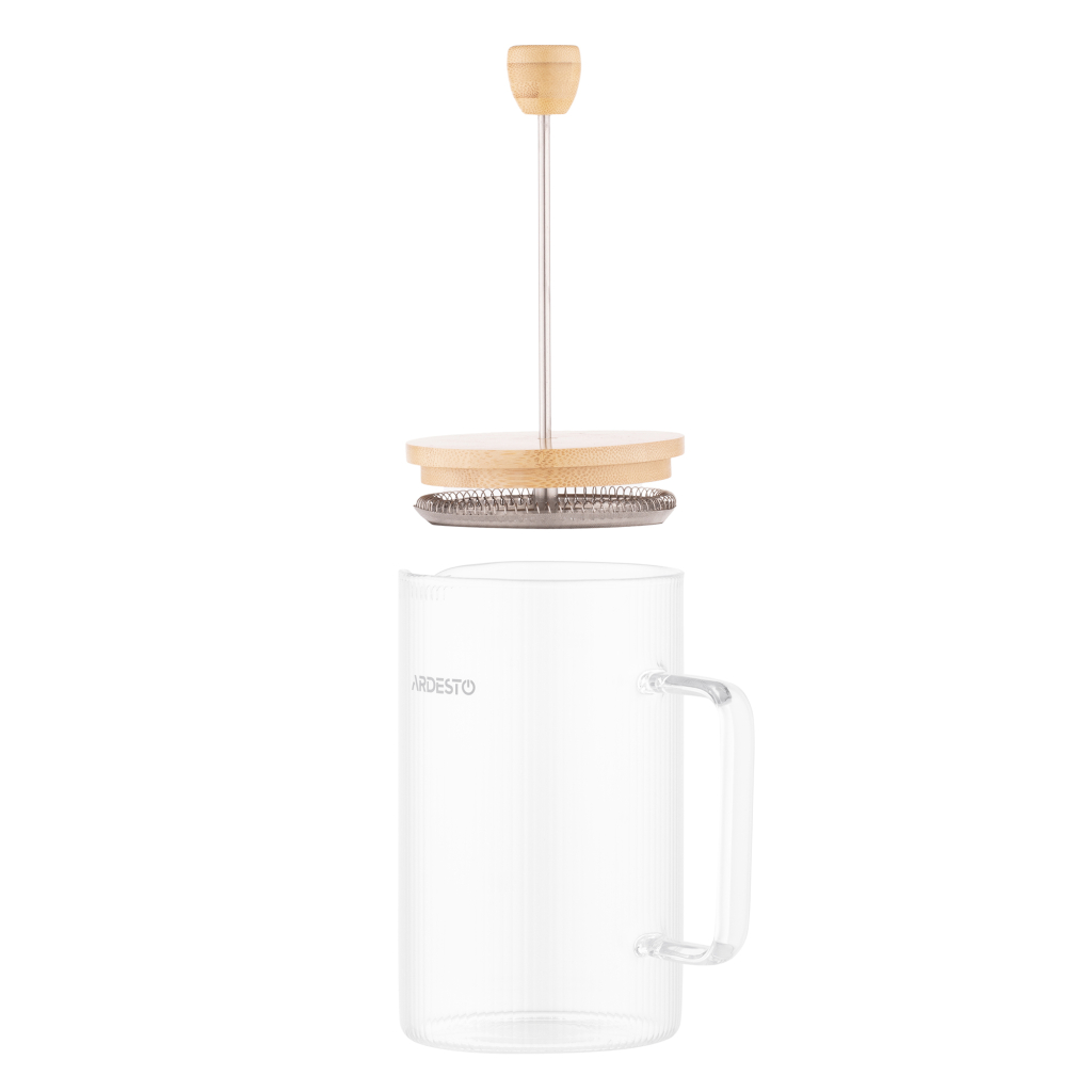 Френч-прес Ardesto Midori, 800мл, боросилікатне скло, бамбук, прозорий (AR1009WL) - зображення 6