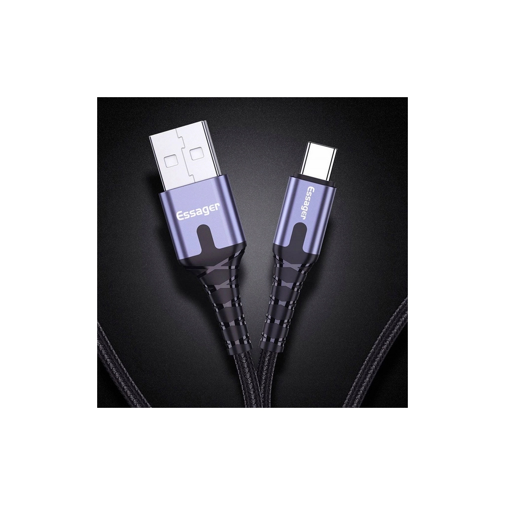 Дата кабель USB 2.0 AM to USB-C 2.0m 3A LED black Essager (EXCT-XGA0G) - зображення 6