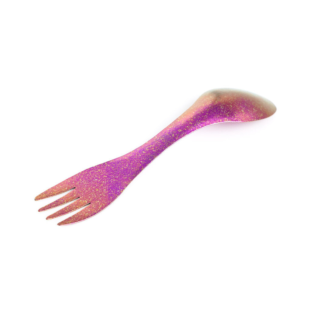 Ложка-виделка туристична TiTo Titanium 2 в 1 з мішечком Pink (SPK2B1-RSkit) - зображення 3