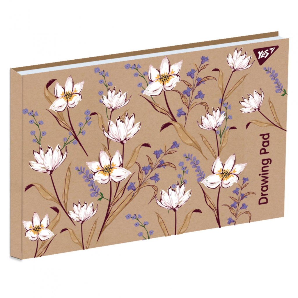 Альбом для малювання Yes А4 20арк/100 клеєний білила White flowers крафт (130542) - зображення 1