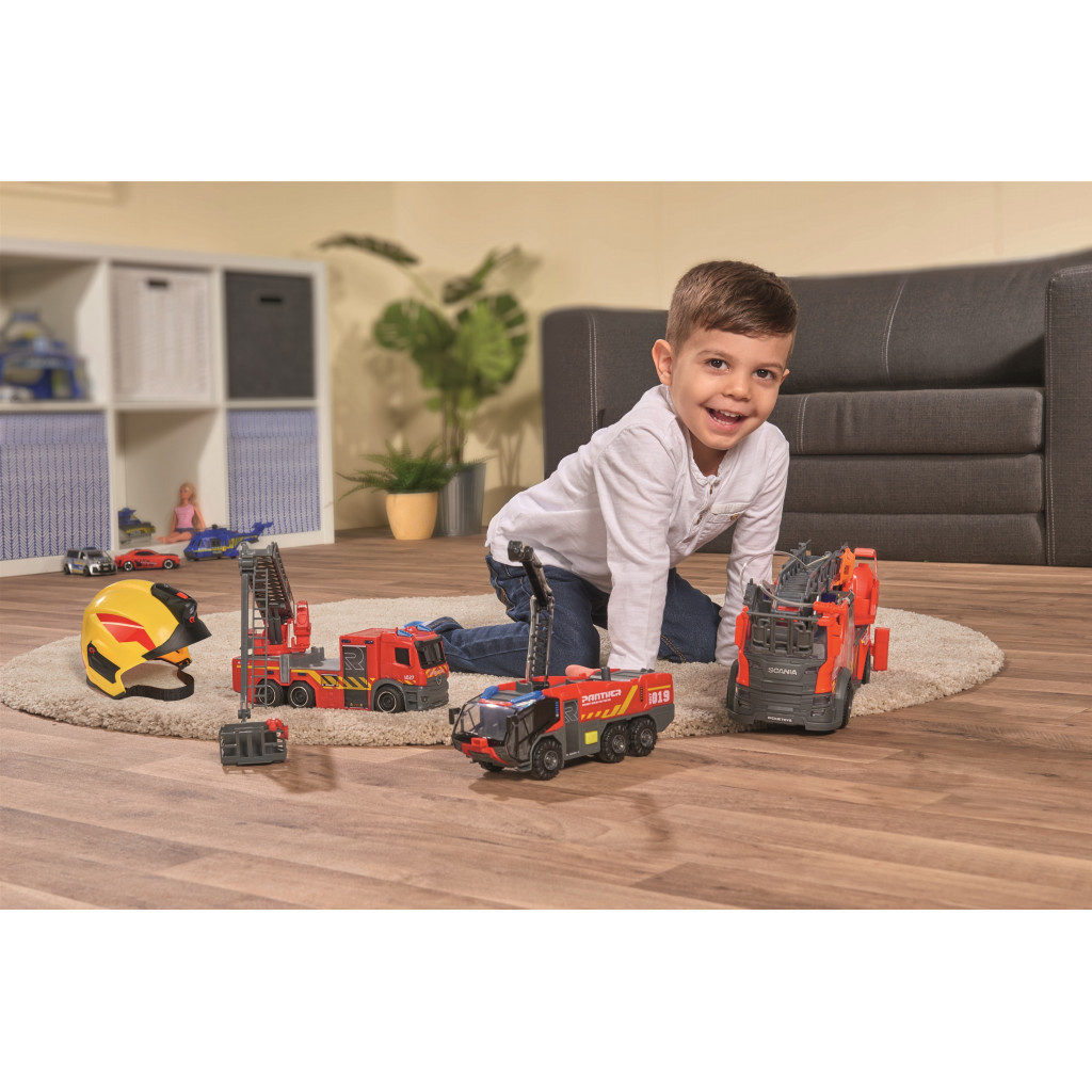 Спецтехніка Dickie Toys Пожежна машина Сканія з телескопічною драбиною, зі звуком і світловими ефектами 35 см (3716017) - зображення 7