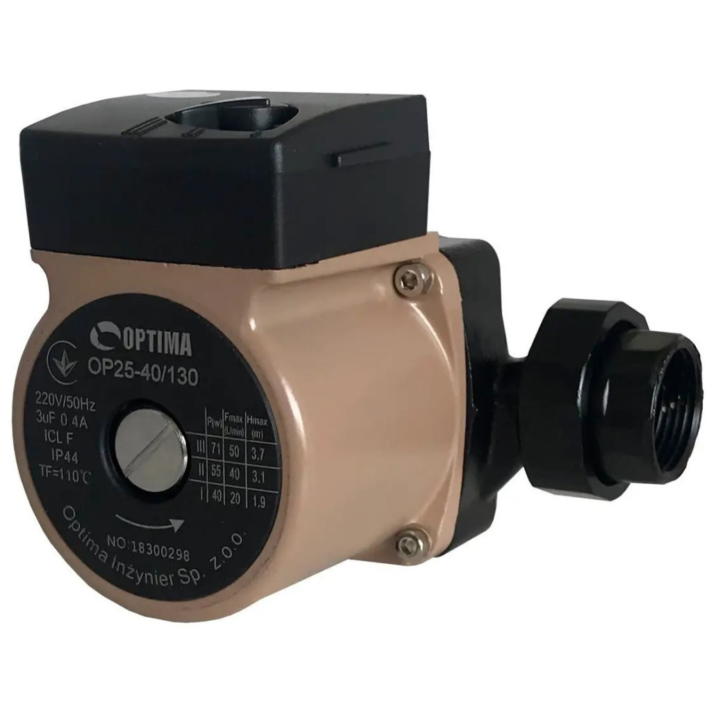 Циркуляційний насос Optima OP25-40-130, G 1 1/4", 10 бар, 130мм, 71Вт, 230В (8365) - зображення 5