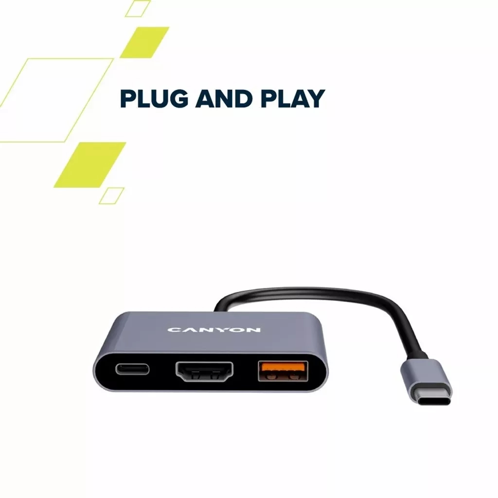 Концентратор Canyon hub DS-4 3in1 USB-C Grey (CNS-TDS4) - изображение 12