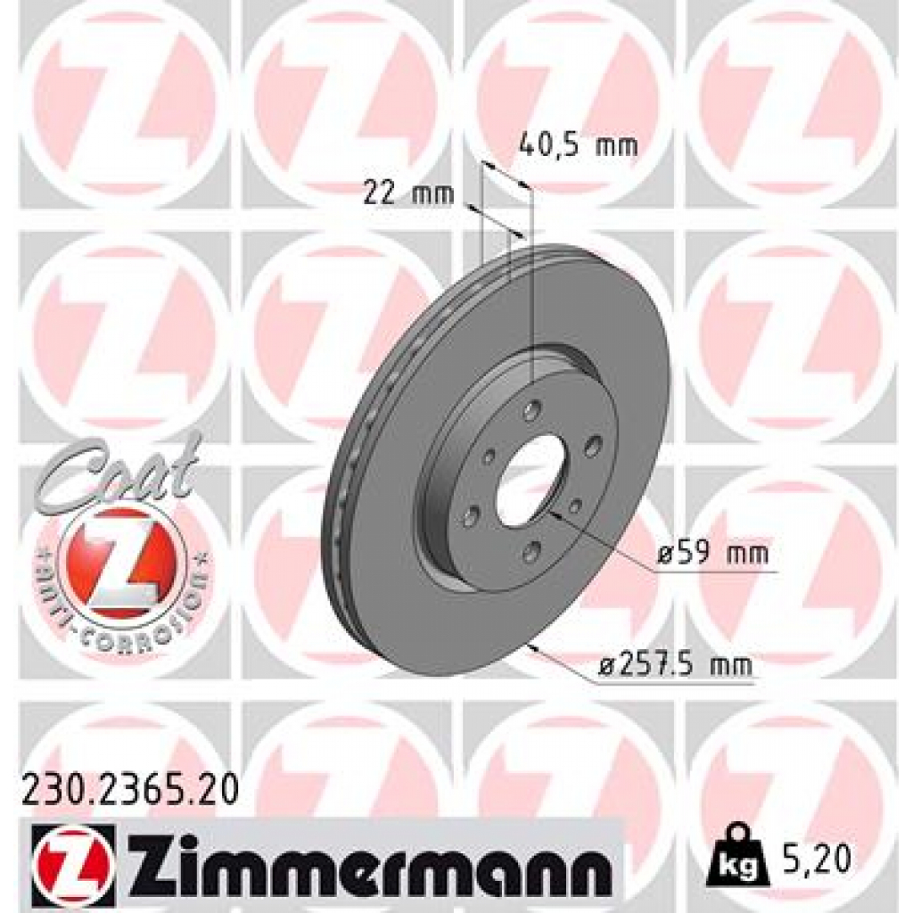 Гальмівний диск ZIMMERMANN 230.2365.20 - зображення 1