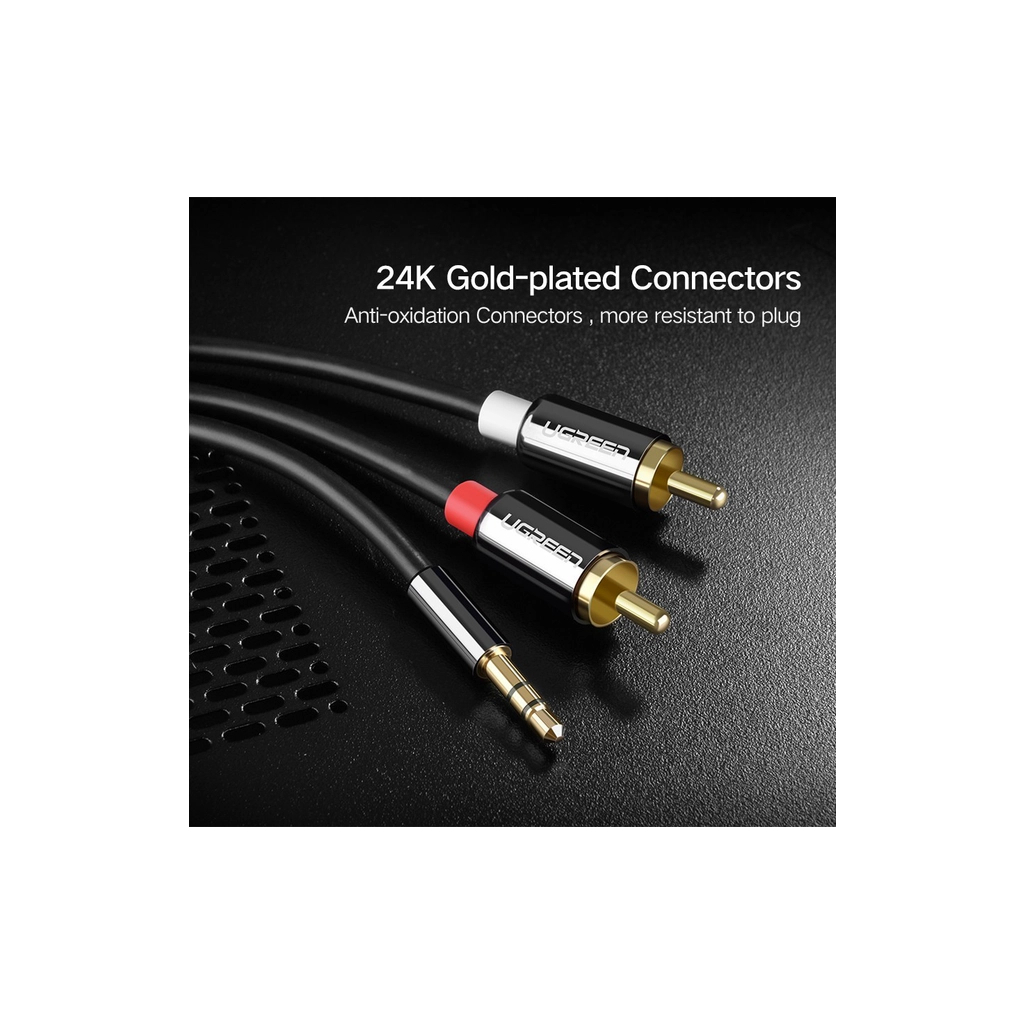 Кабель мультимедійний 3.5mm M to 2xRCA M 2.0m AV116 black Ugreen (10584) - picture 5