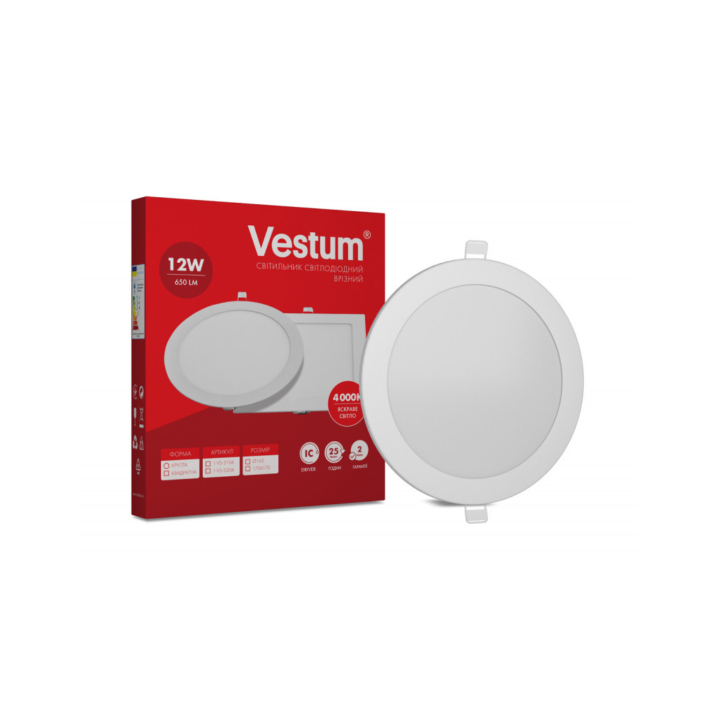 Світильник Vestum LED 12W 4000K 220V (1-VS-5104) - зображення 1