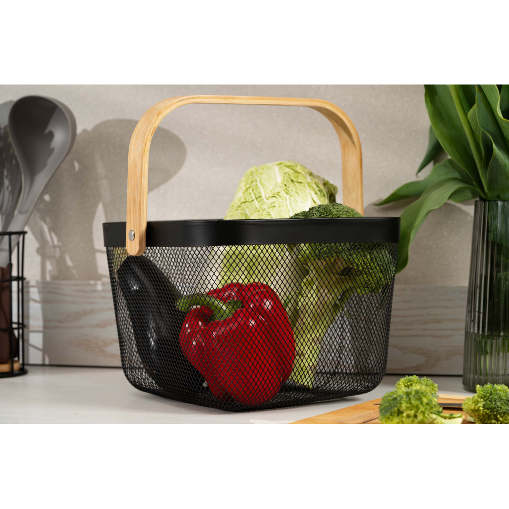 Фруктовниця Ardesto Midori з ручкою 25х24.5х18см, метал, дерево, чорний (AR0901B) - зображення 7