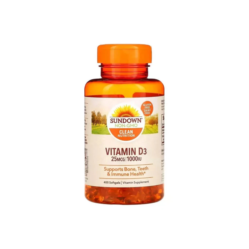 Вітамін Sundown Вітамін D3, 1000 МО, Vitamin D3, Sundown Naturals, 400 гелевих капсул (SDN-19995) - зображення 1