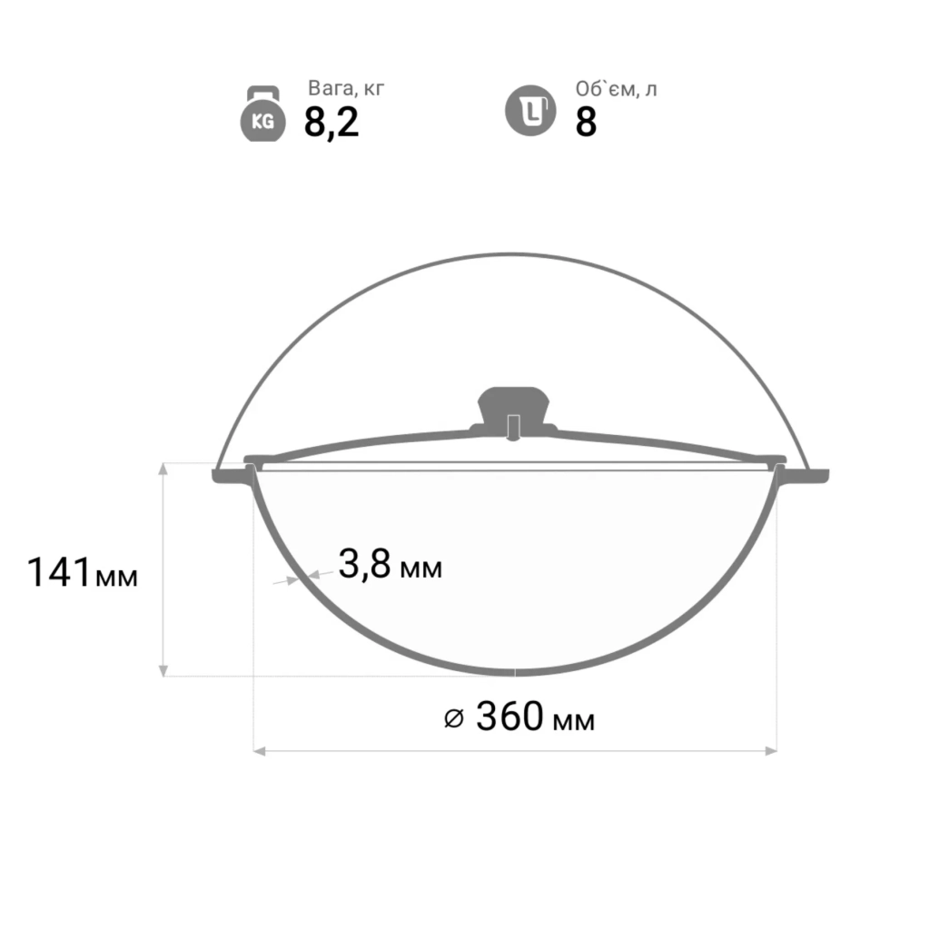 Котел туристичний Brizoll чавунний азіатський з кришкою 8 л (KA08-1) - зображення 9