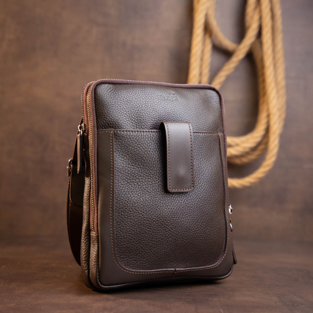 Сумка Shvigel На два відділення шкіряна Коричнева (11286) - зображення 8