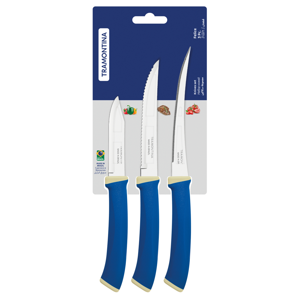 Набір ножів Tramontina Felice Blue 3 шт (23499/177) - зображення 2