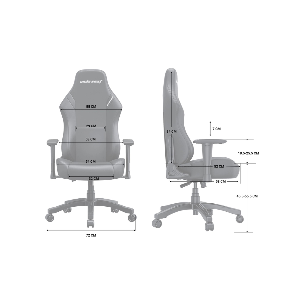 Крісло ігрове Anda Seat Luna Fabric Size L Grey (AD18-44-G-F) - зображення 8