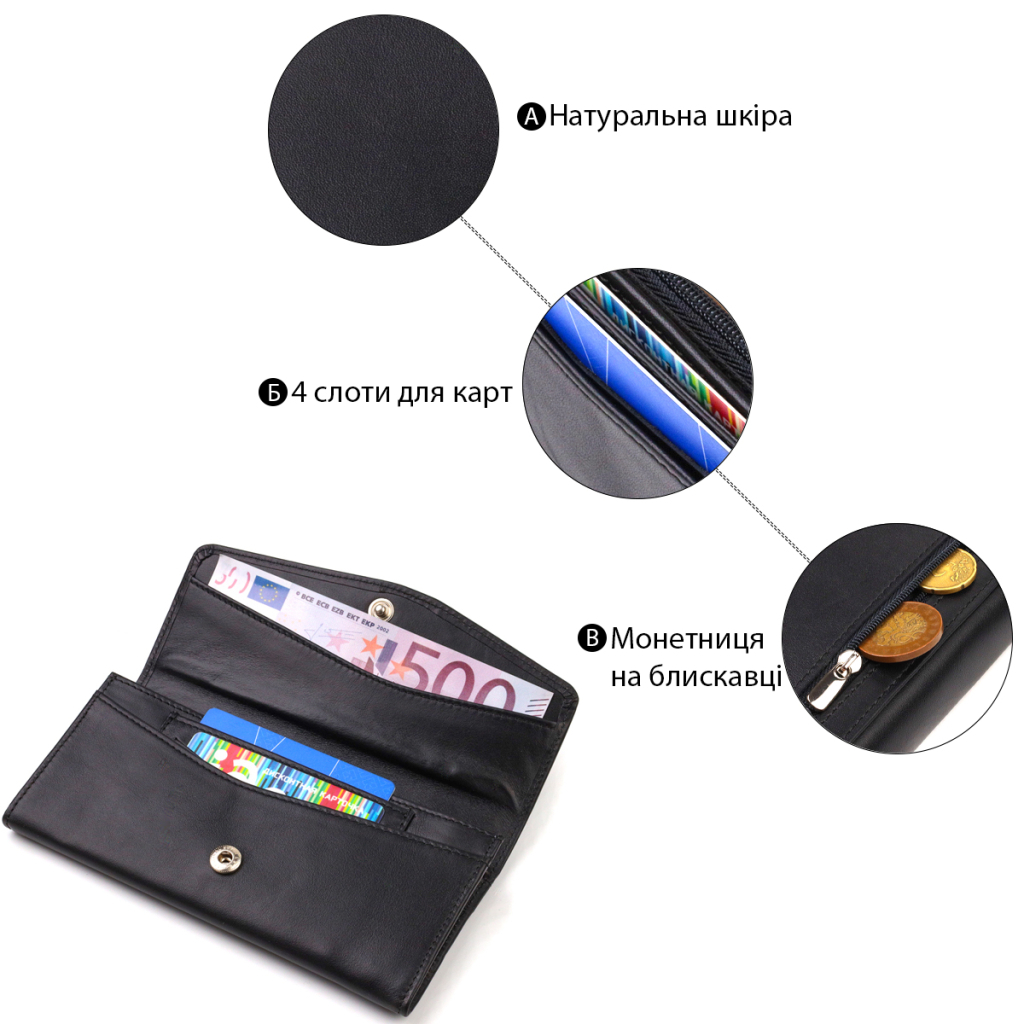 Гаманець Canpellini Шкіряний Чорний (21724) - зображення 4