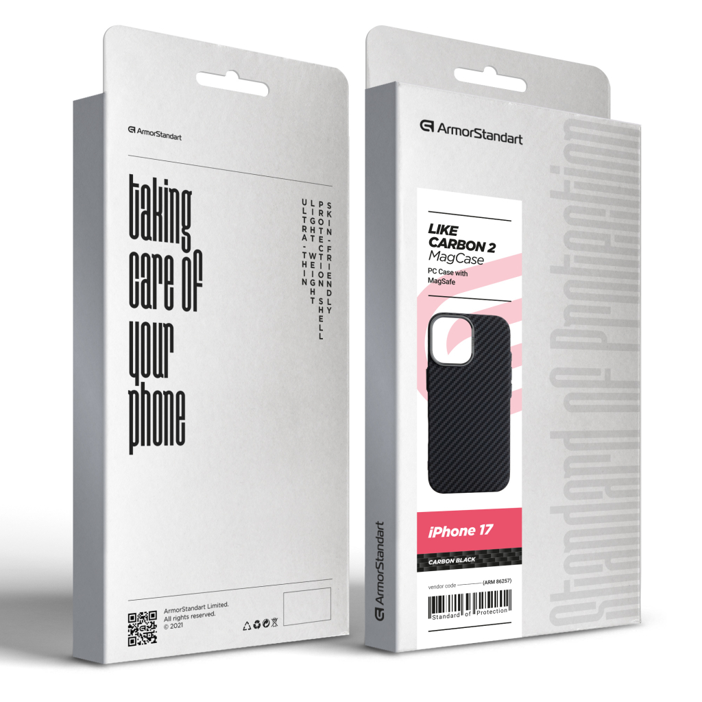 Чохол до мобільного телефона Armorstandart LikeCarbon2 MagCase Apple iPhone 17 Carbon Black (ARM86257) - зображення 8
