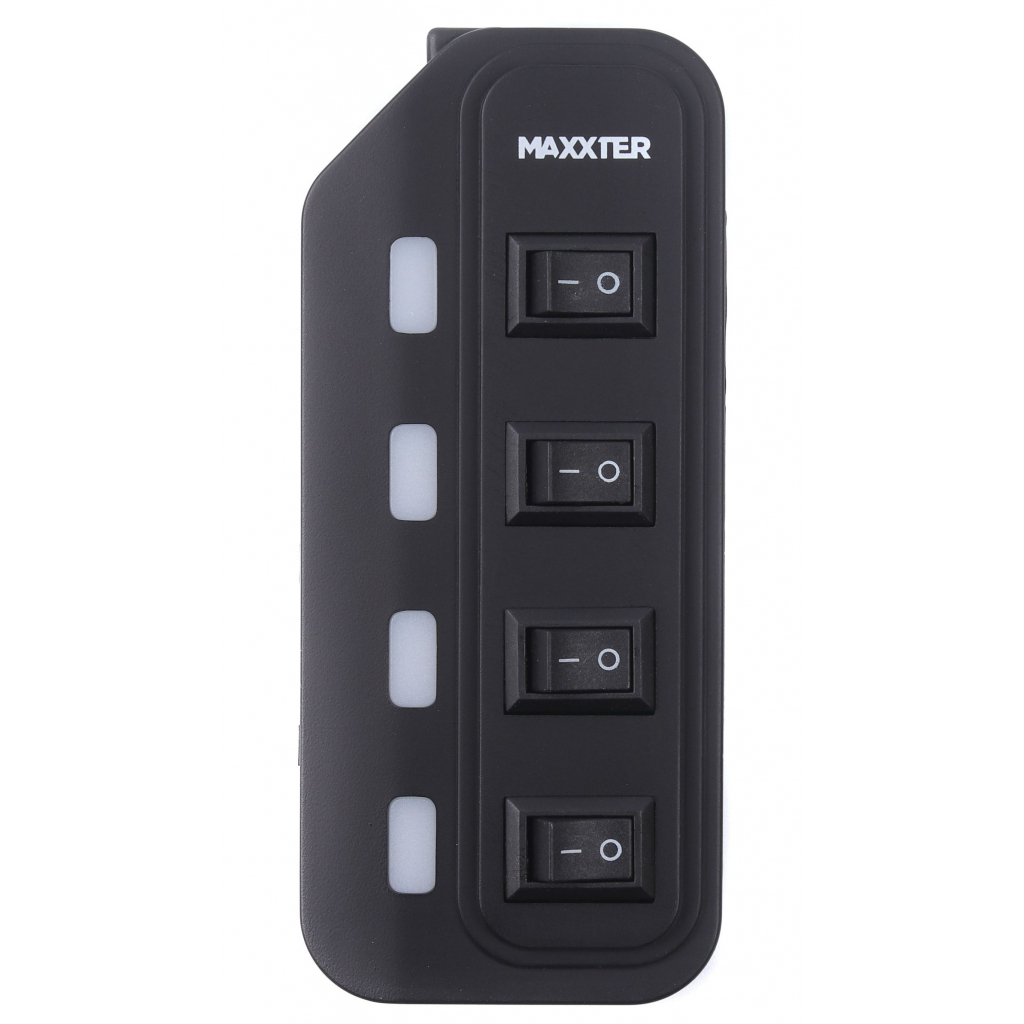 Концентратор Maxxter 4 x USB 2.0 Type-A 1m cable + 5V1A adapter (HU2A-4P-AC-02) - зображення 3