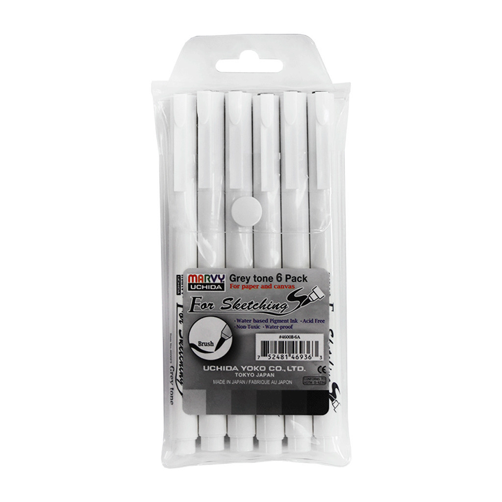 Лайнер Marvy Набір мультилайнерів Сірі відтінки, 6 шт, Marvy (752481469363) - зображення 1