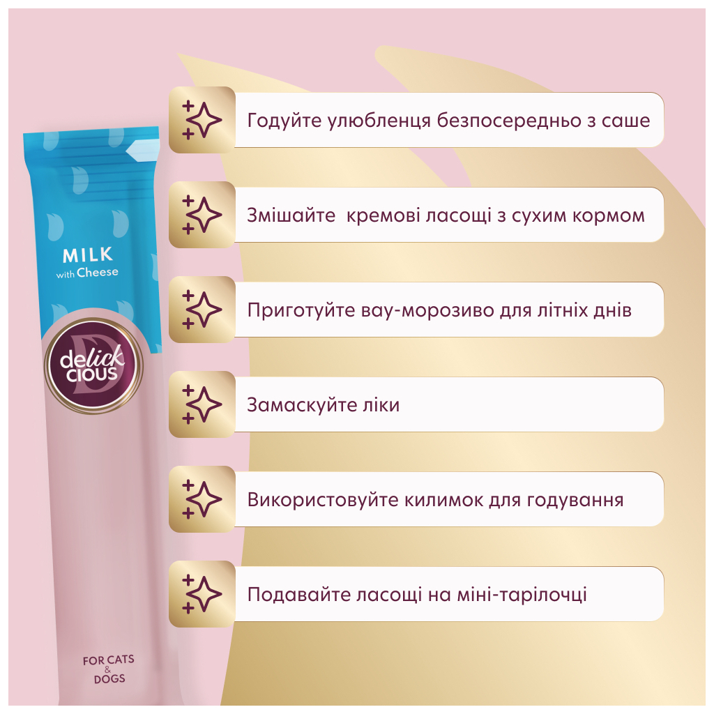 Ласощі для собак Delickcious молоко з сиром 4х15 г (4820269145382) - зображення 6