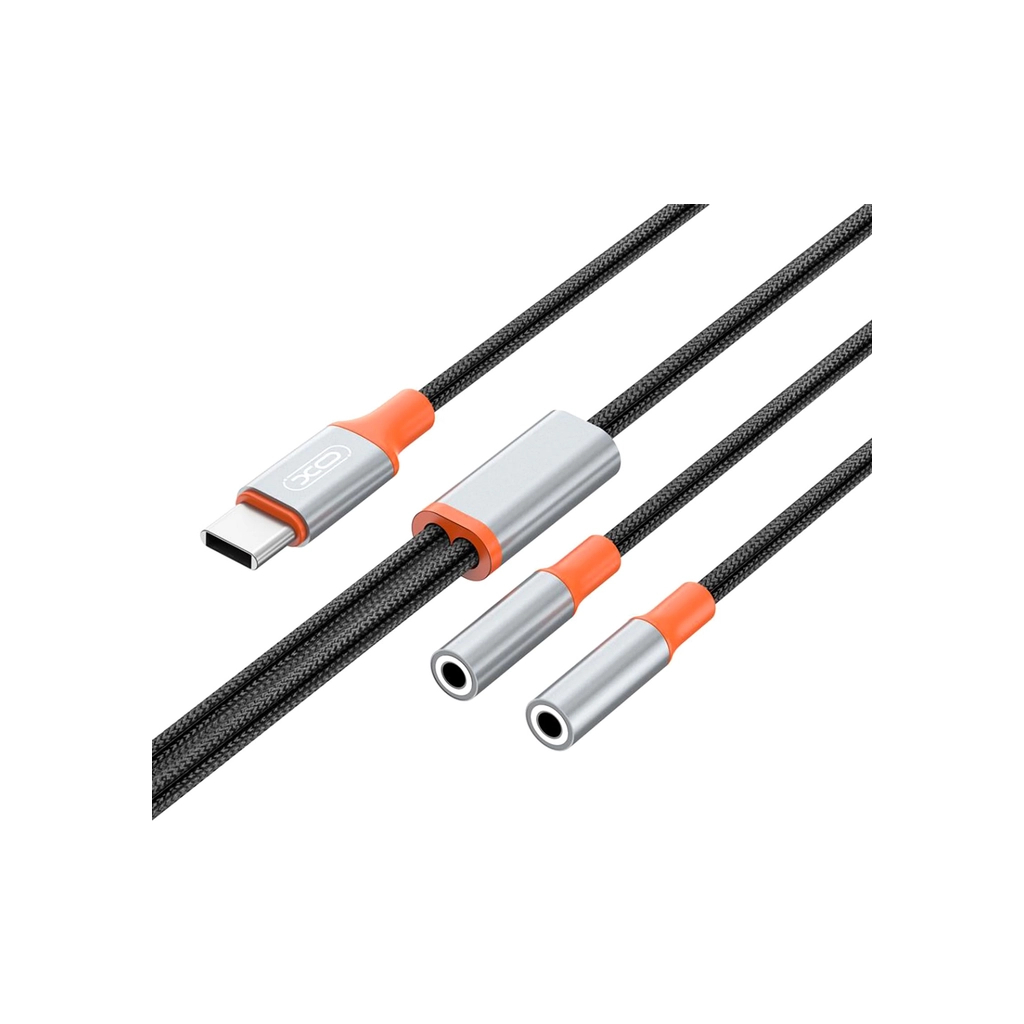 Перехідник USB-C to 2x3.5mm F 1.0m NB-R269B black XO (NB-R269B.black) - изображение 1