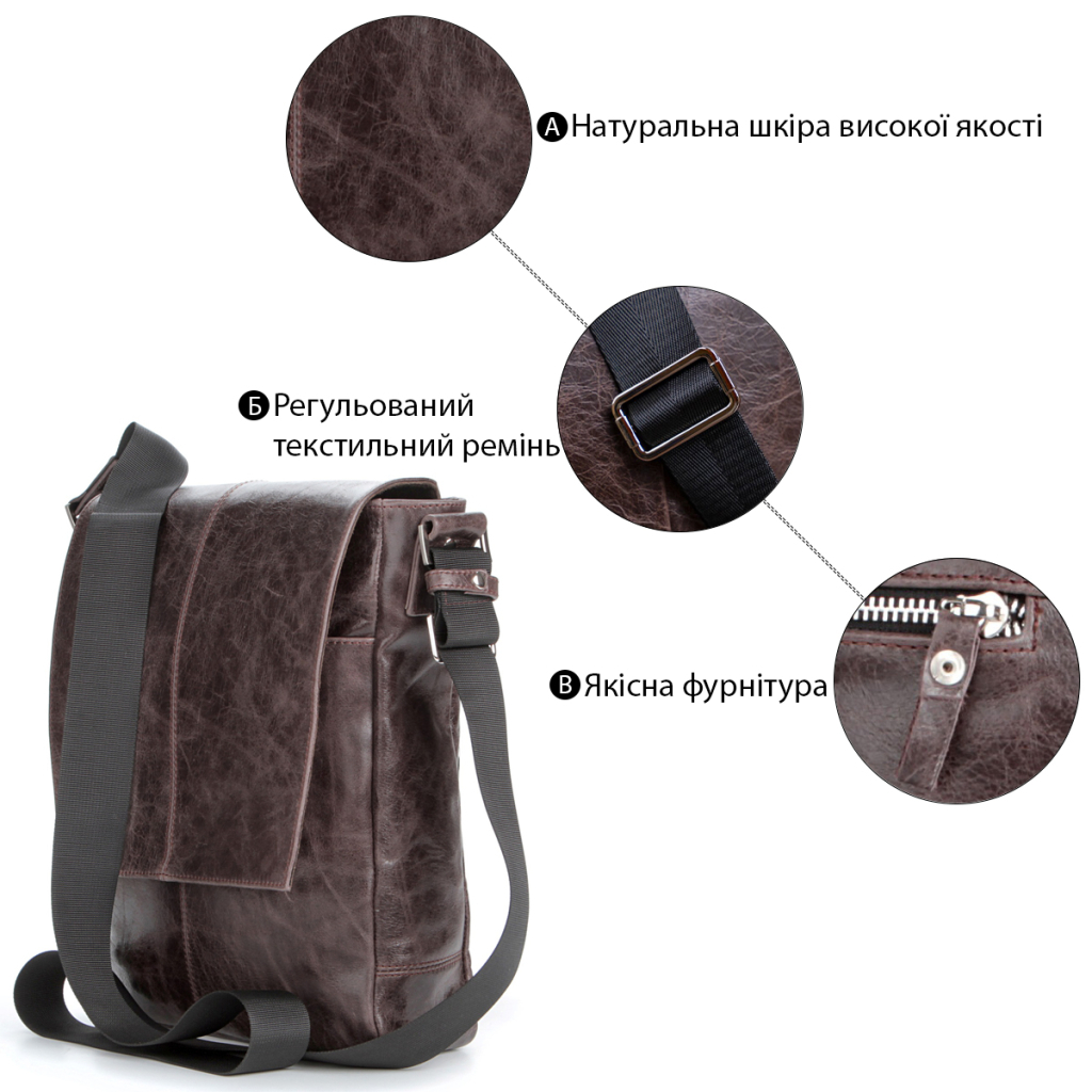 Сумка Shvigel Шкіряна Коричнева (00796) - зображення 5