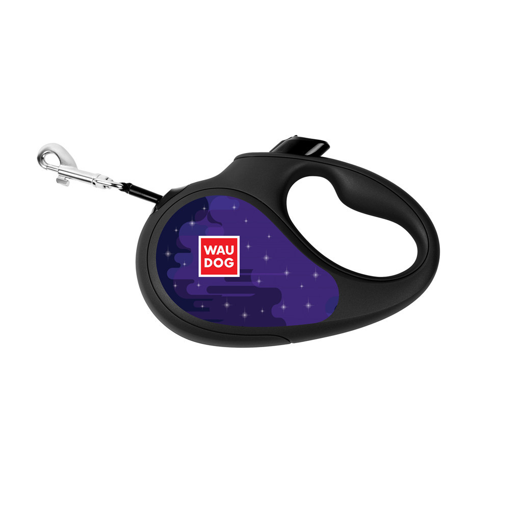 Повідок для собак WAUDOG R-leash "Більше космосу" світловідбивна стрічка L до 50 кг 5 м чорний (8126-0126-01) - зображення 3