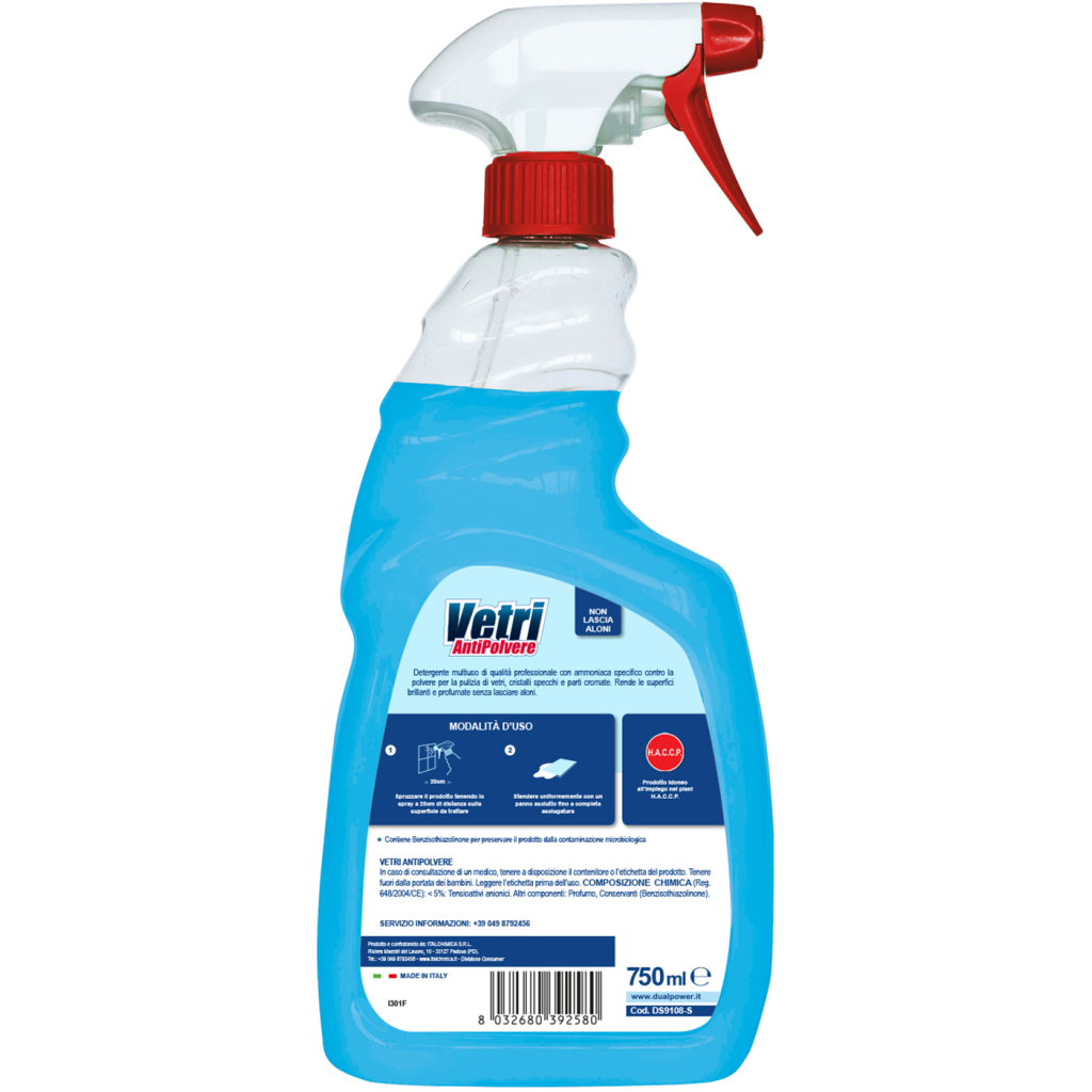 Засіб для миття скла Dual Power Багатофункціональний з амонієм проти пилу 750 мл (8032680392580) - изображение 2