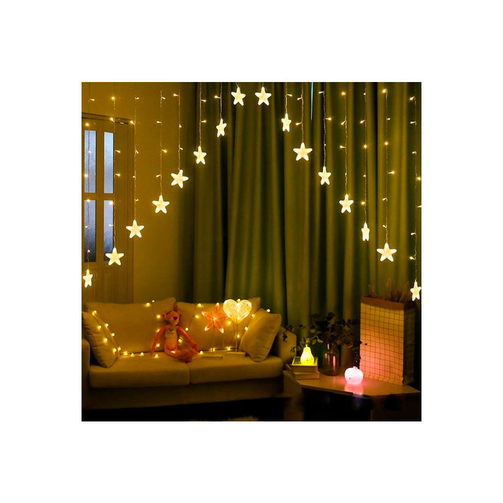 Гірлянда Chomik Штора зірки 136 LED теплий білий, 3 м, від мережі (5900779880030) - зображення 4