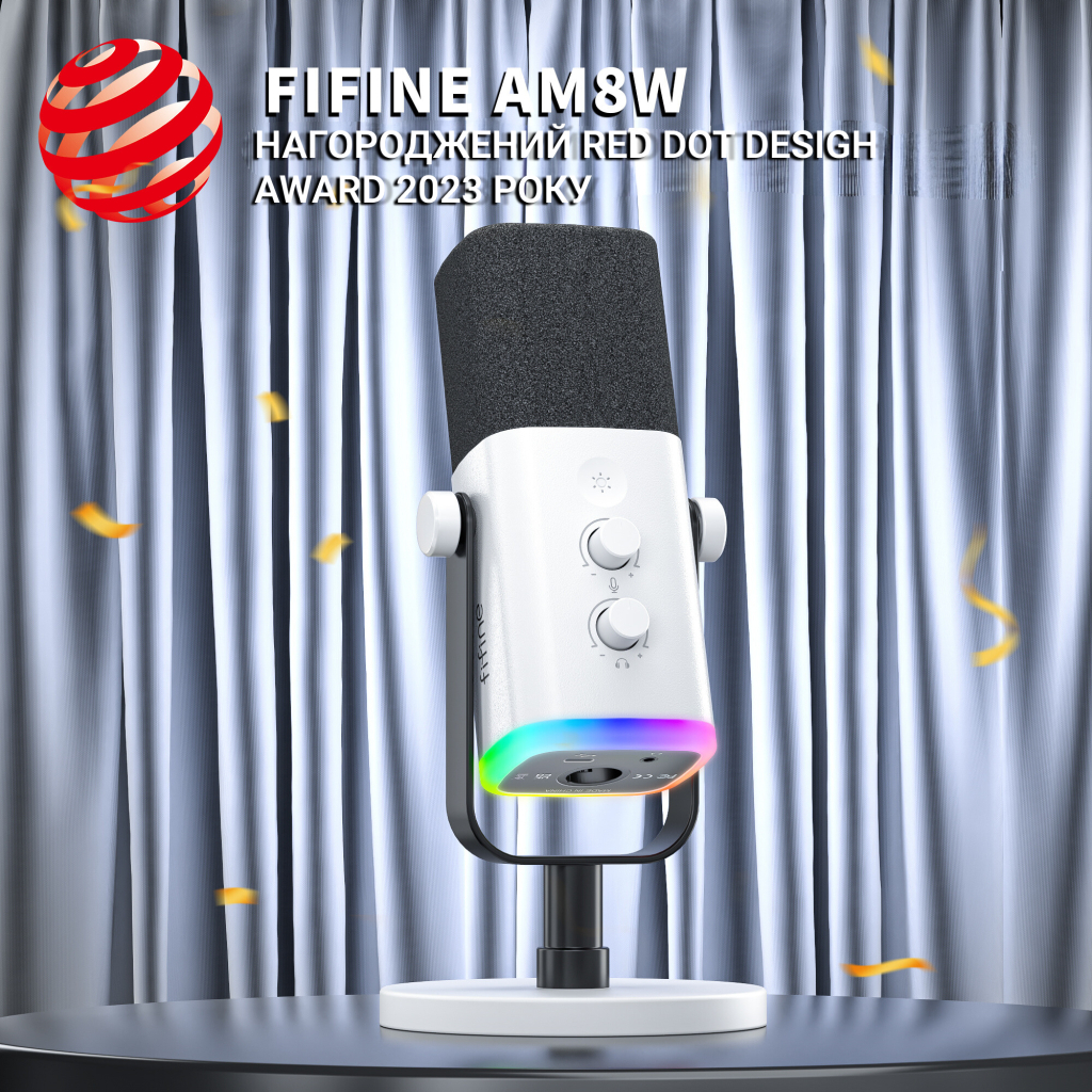 Мікрофон Fifine AM8W USB/XLR White (AM8W) - зображення 5