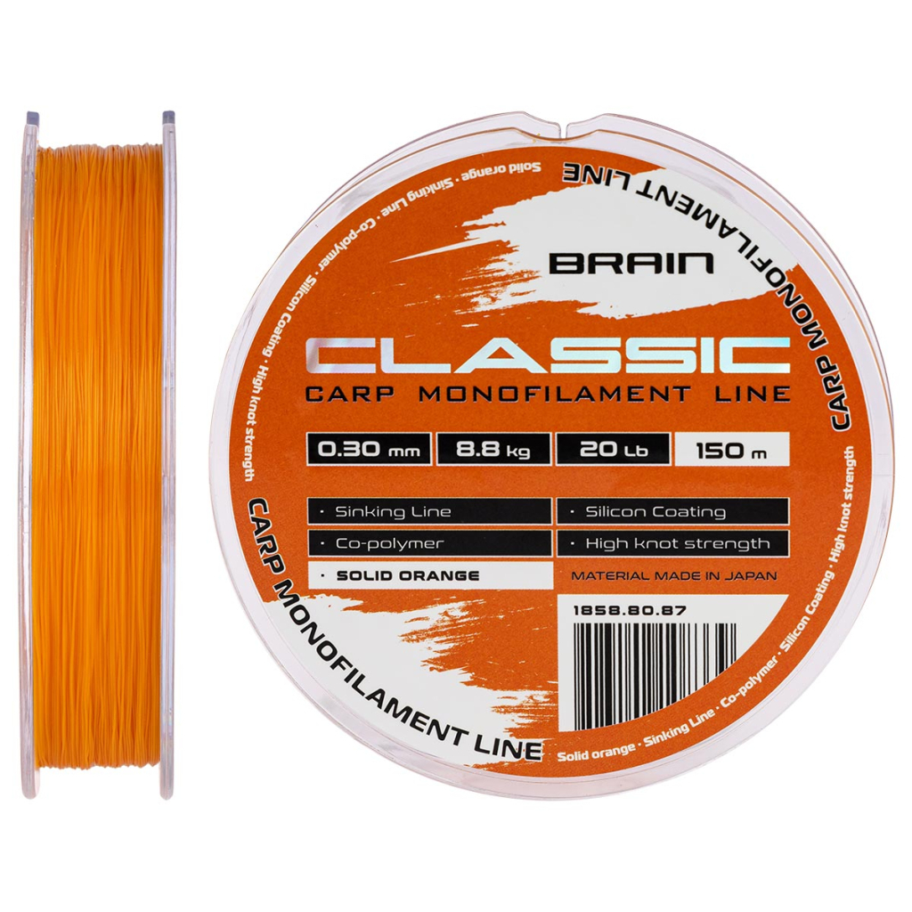 Волосінь Brain Classic Carp Line (solid orange) 150m 0.30mm 20lb 8.8kg (1858.80.87) - зображення 1