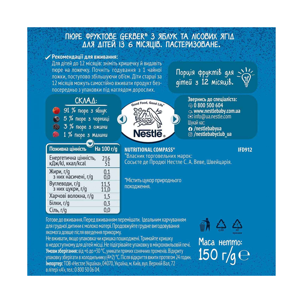 Дитяче пюре Gerber яблуко-лісові ягоди 150 г (7613287358981) - изображение 2